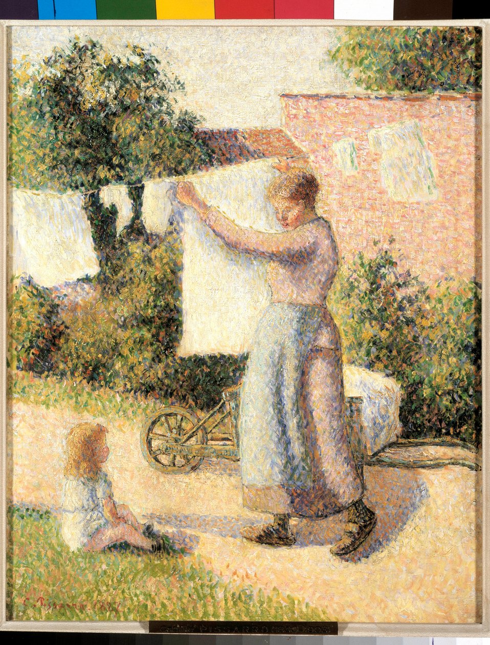 Frau beim Wäscheaufhängen von Camille Jacob Pissarro
