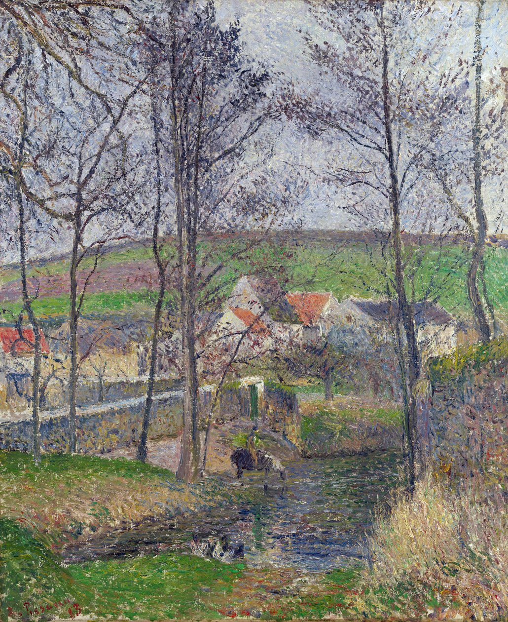 Ufer der Viosne in Osny, graues Wetter, Winter von Camille Pissarro