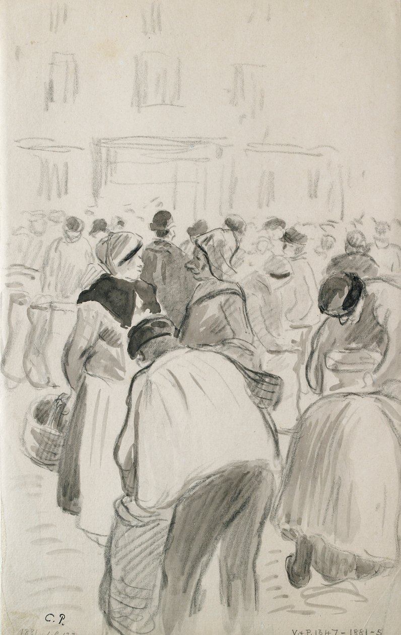 Kompositionsstudie des Marktes in Pontoise, 1881 von Camille Pissarro