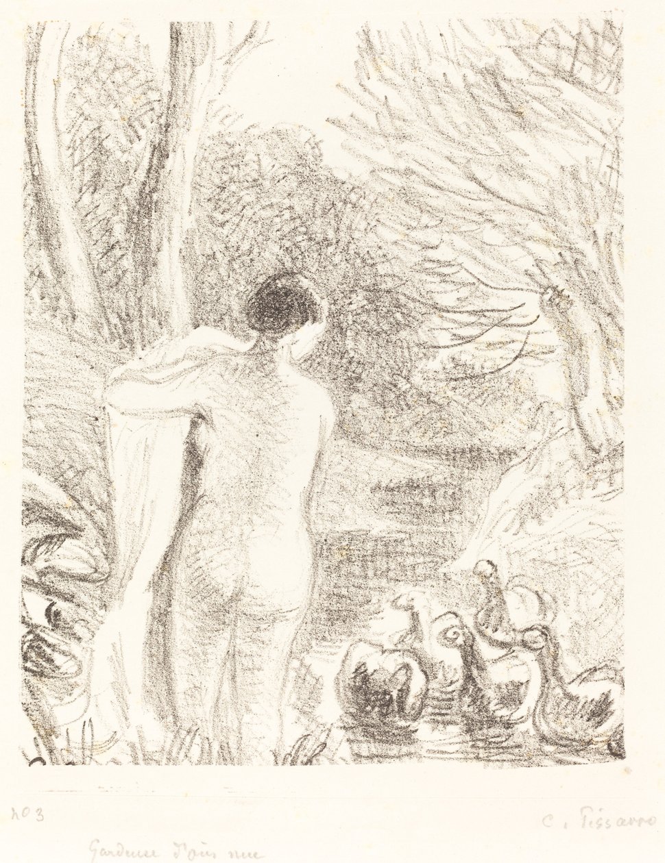 Nacktes Gänsemädchen, ca. 1897 von Camille Pissarro