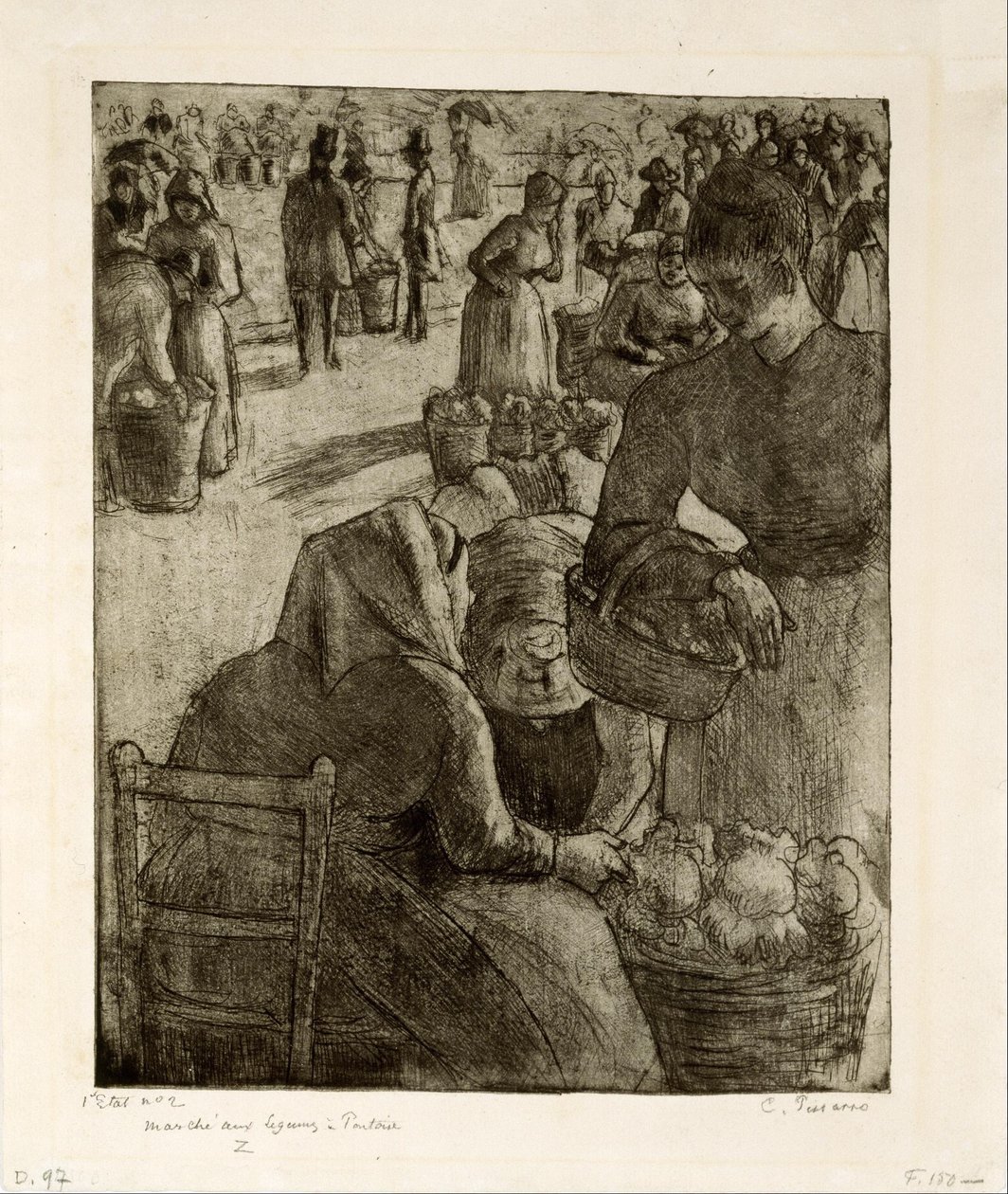 Gemüsemarkt in Pontoise von Camille Pissarro