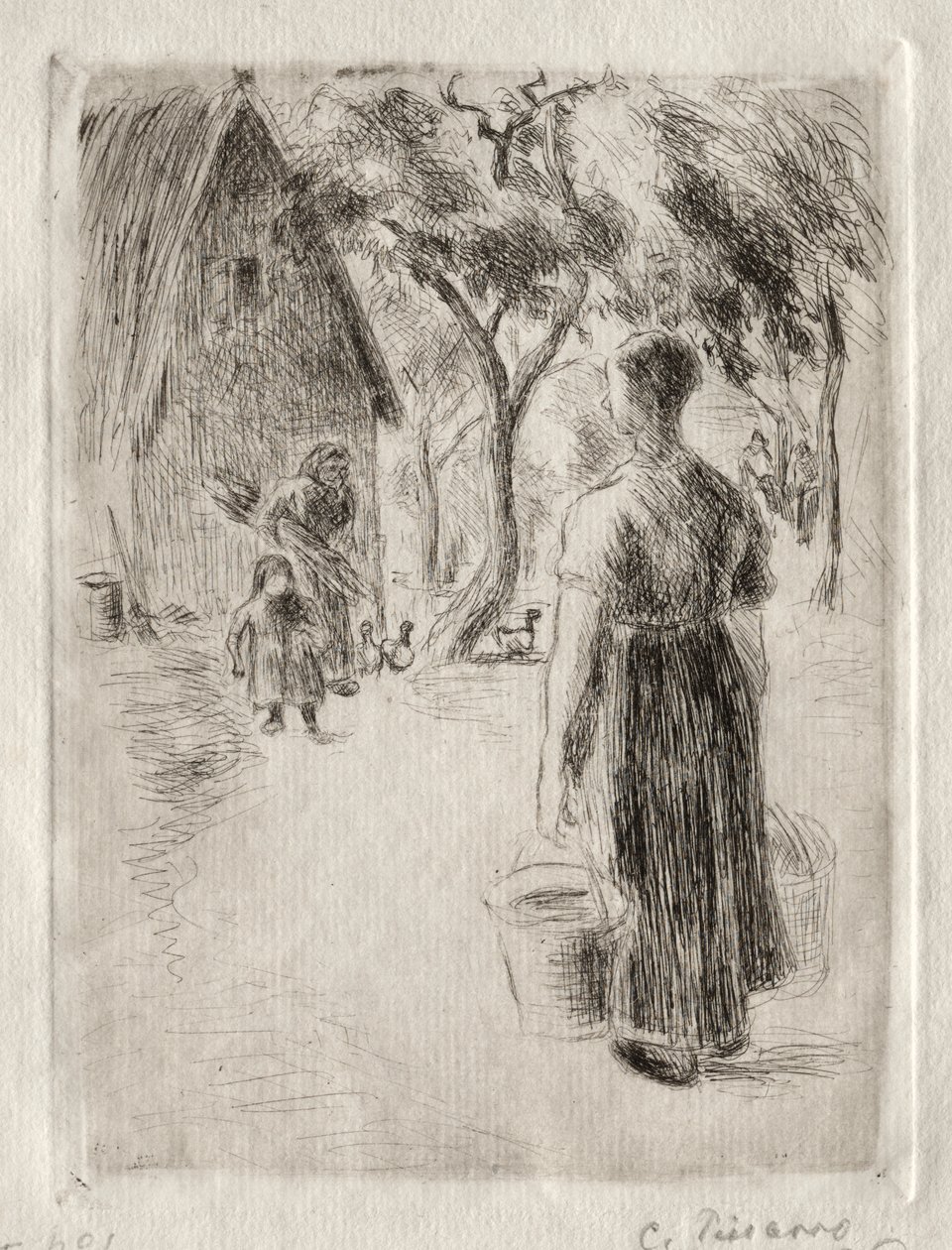 Bäuerin mit Eimern von Camille Pissarro