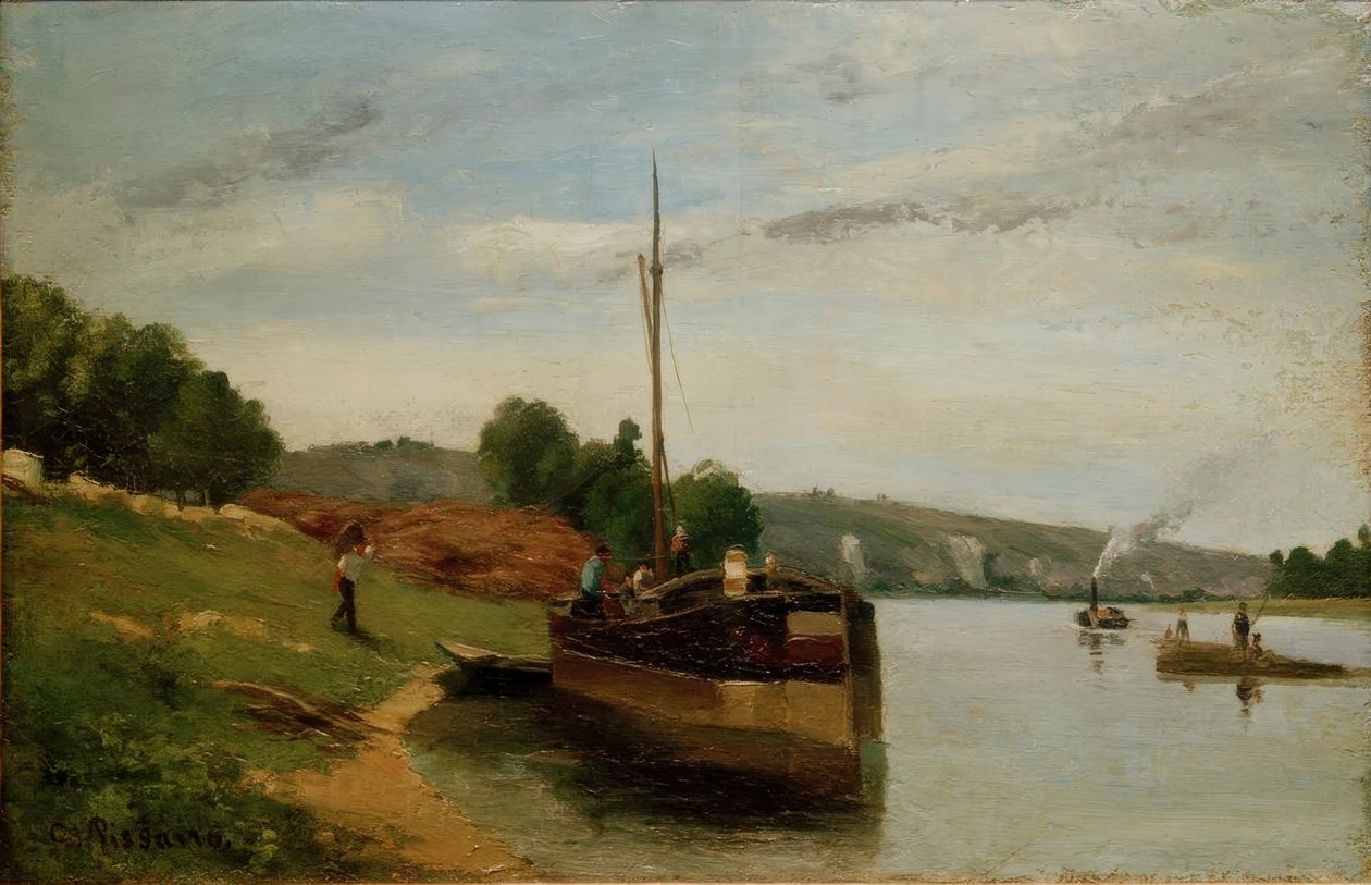 Frachtschiffe auf der Seine von Camille Jacob Pissarro