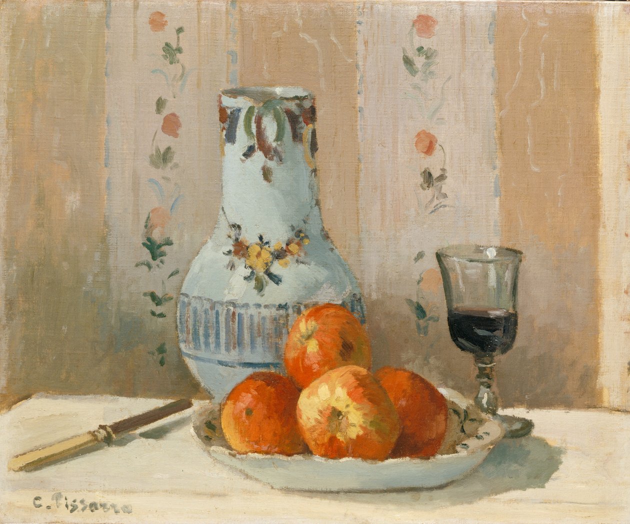 Stillleben mit Äpfeln und Krug (1872) von Camille Jacob Pissarro