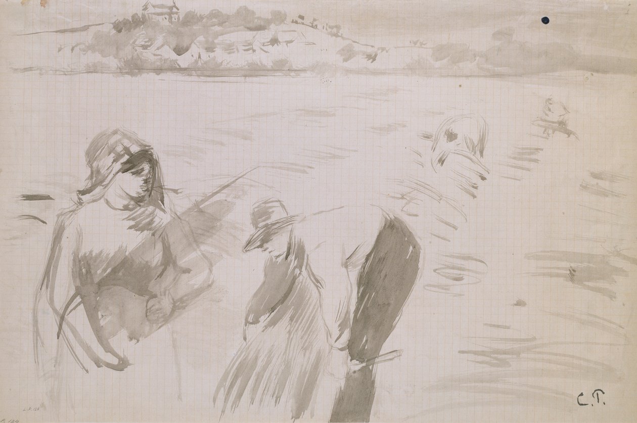 Studie von Erntearbeitern auf einem Feld bei Pontoise, 1882 von Camille Pissarro