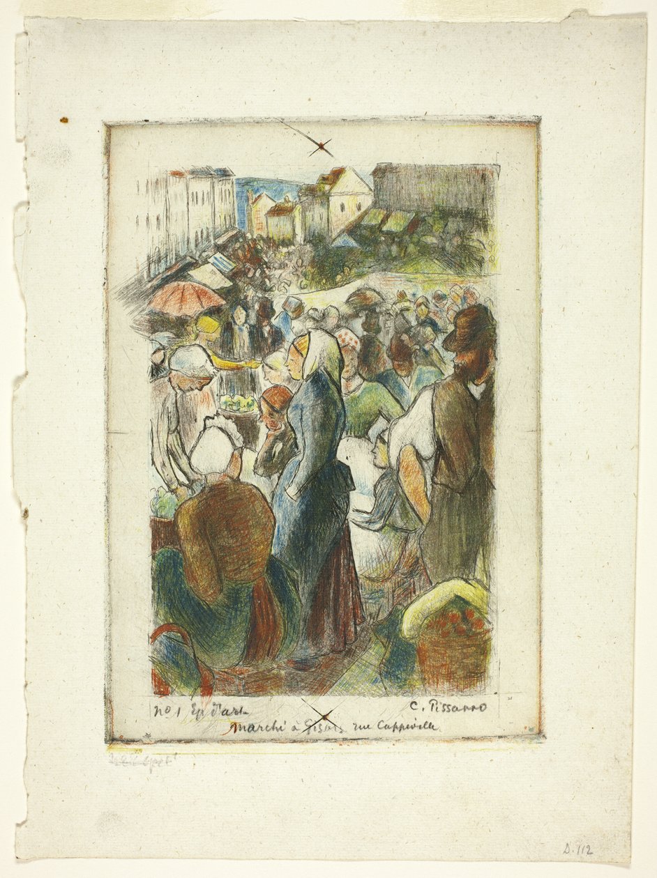 Der Markt in Gisors; Rue Cappeville von Camille Pissarro