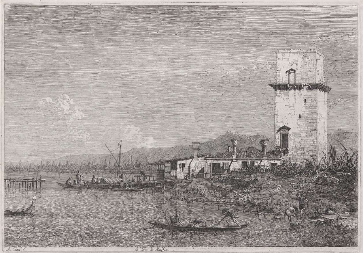 Der Turm von Malghera, aus der Serie Vedute von Canaletto (Giovanni Antonio Canal)