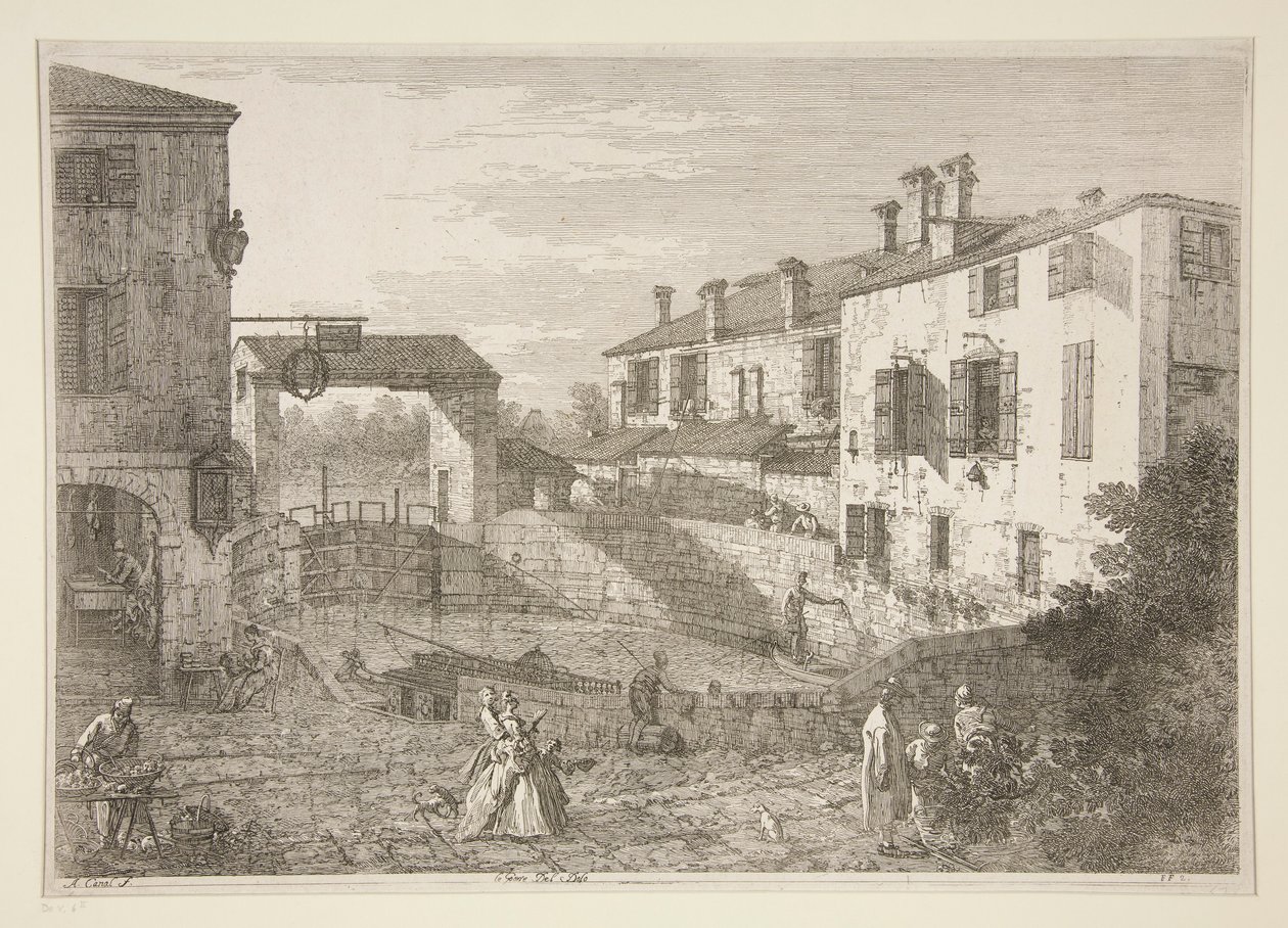 Le Porte del Dolo (Die Schleusen von Dolo), aus der Serie Vedute (Ansichten) von Canaletto (Giovanni Antonio Canal)