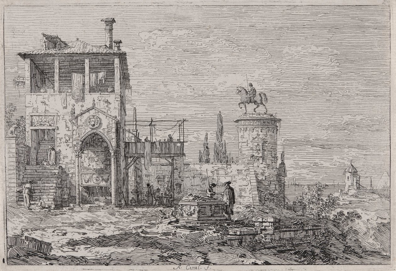 Das Reiterdenkmal, aus der Serie Veduten von Canaletto (Giovanni Antonio Canal)