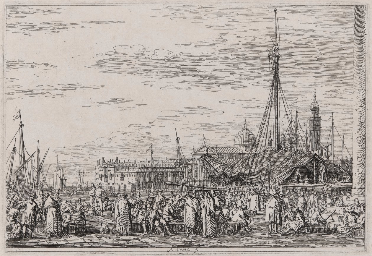 Der Markt auf dem Molo, aus der Serie Vedute (Ansichten) von Canaletto (Giovanni Antonio Canal)