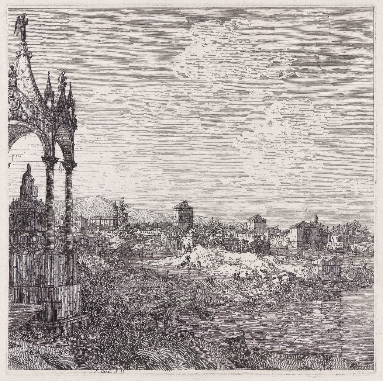 Ansicht einer Stadt mit einem Bischof von Canaletto (Giovanni Antonio Canal)