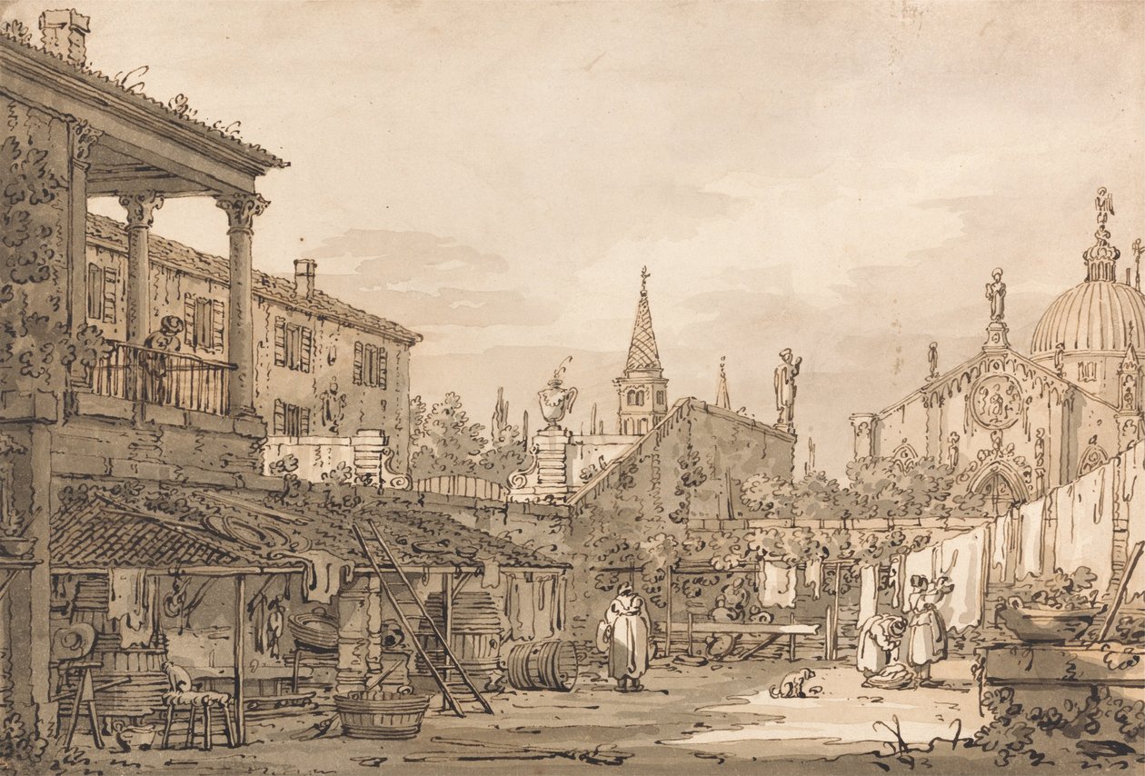 Capriccio eines venezianischen Hofes von Canaletto