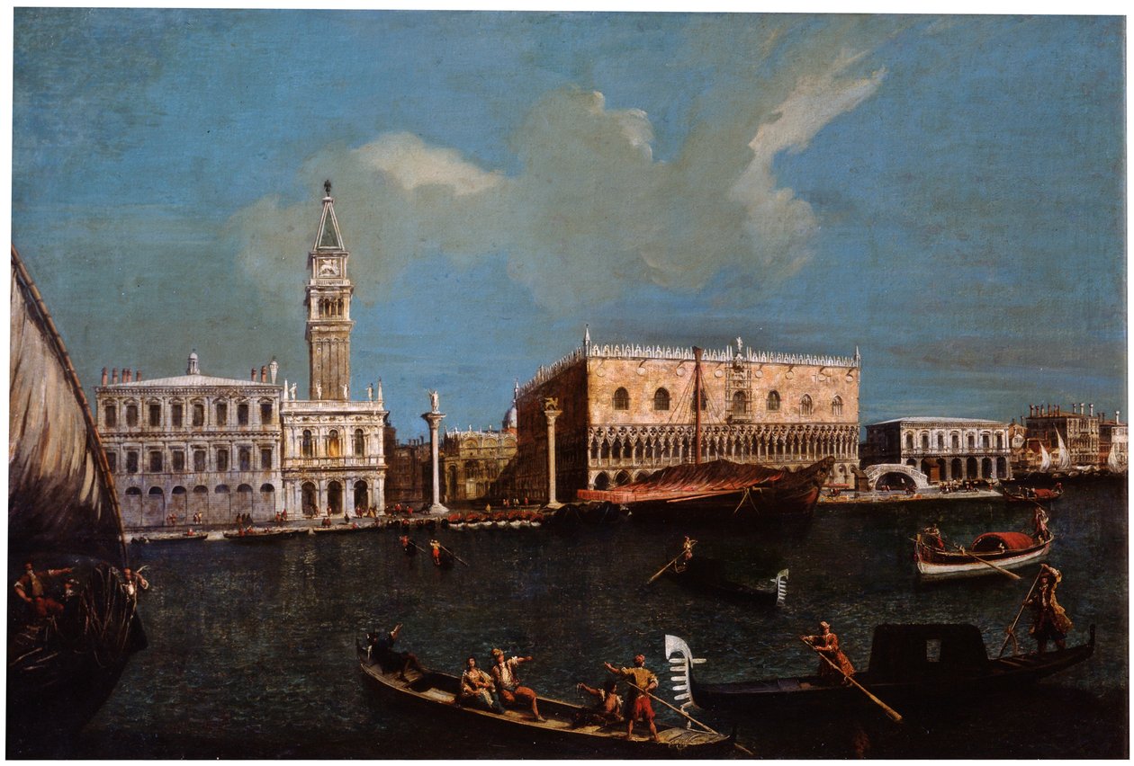 Canal Grande, Piazzetta und Dogenpalast in Venedig, 18. Jahrhundert von Canaletto,