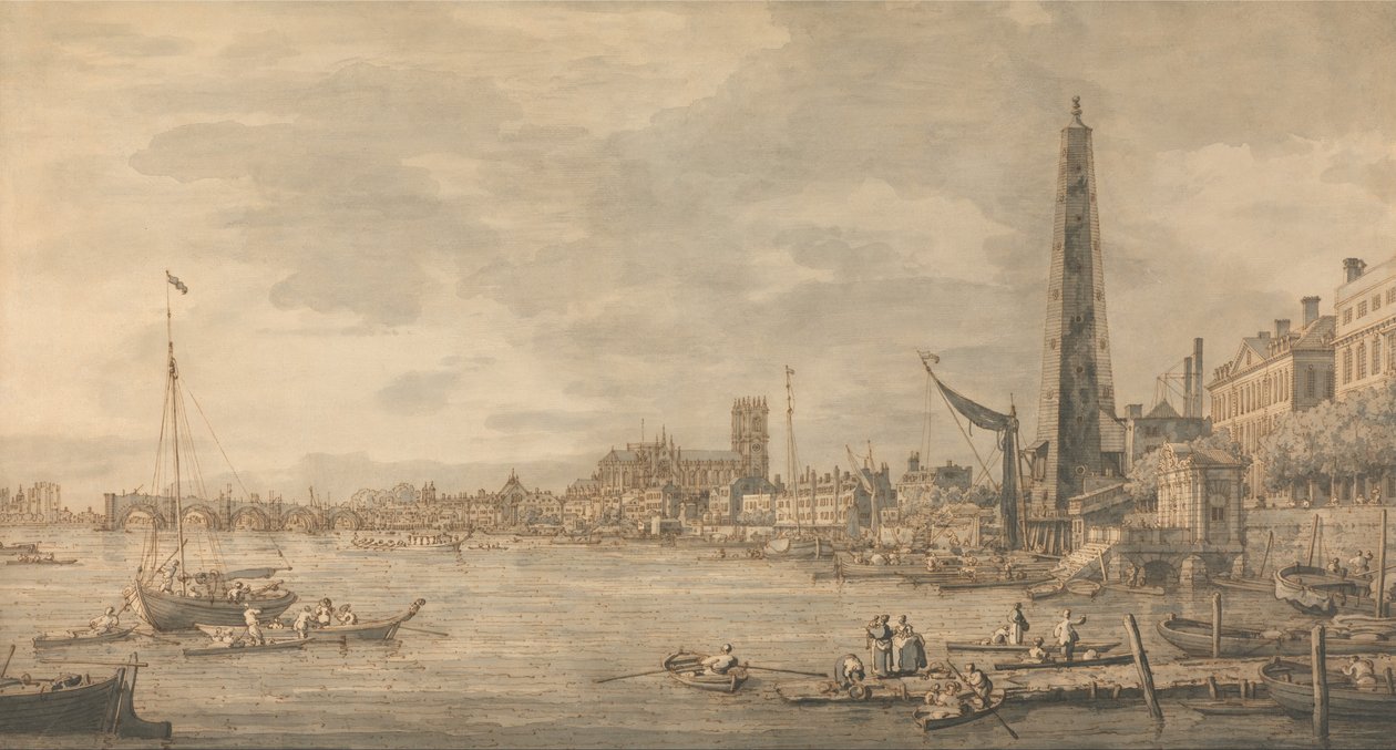 Die Stadt Westminster von der Nähe des York Water Gate aus von Canaletto
