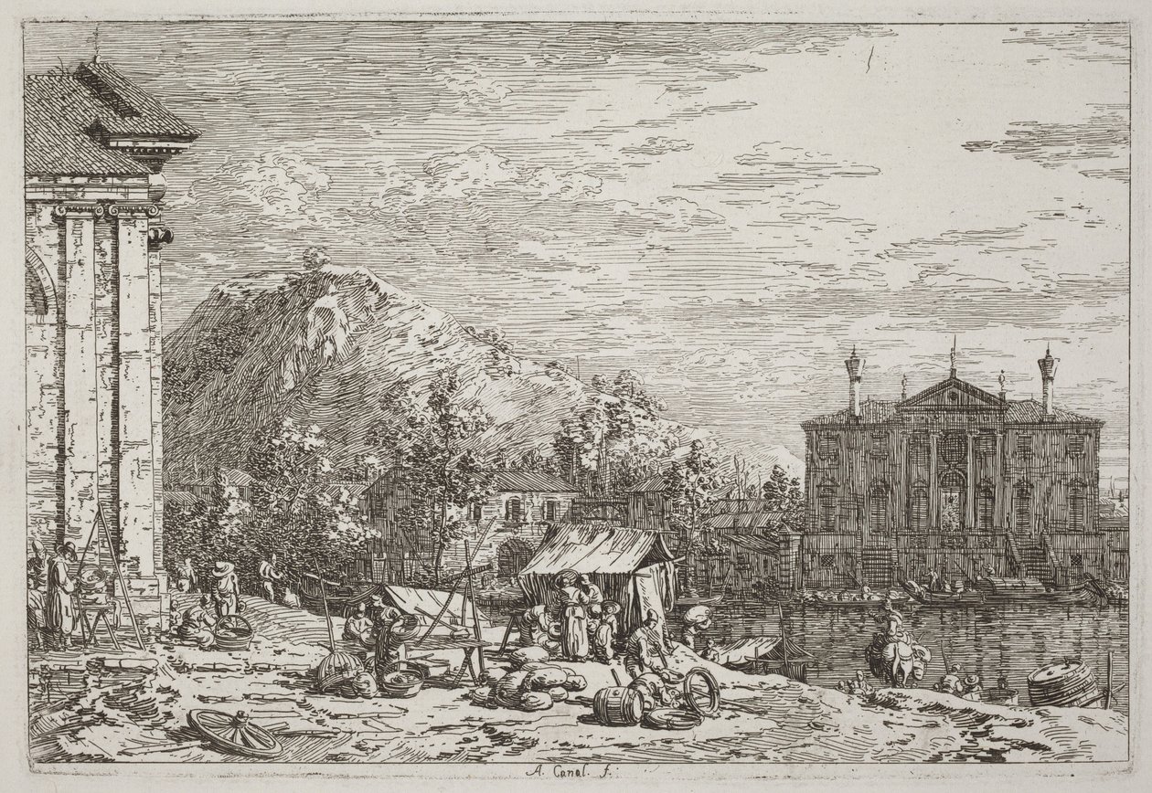 Der Markt in Dolo [unten links] von Canaletto