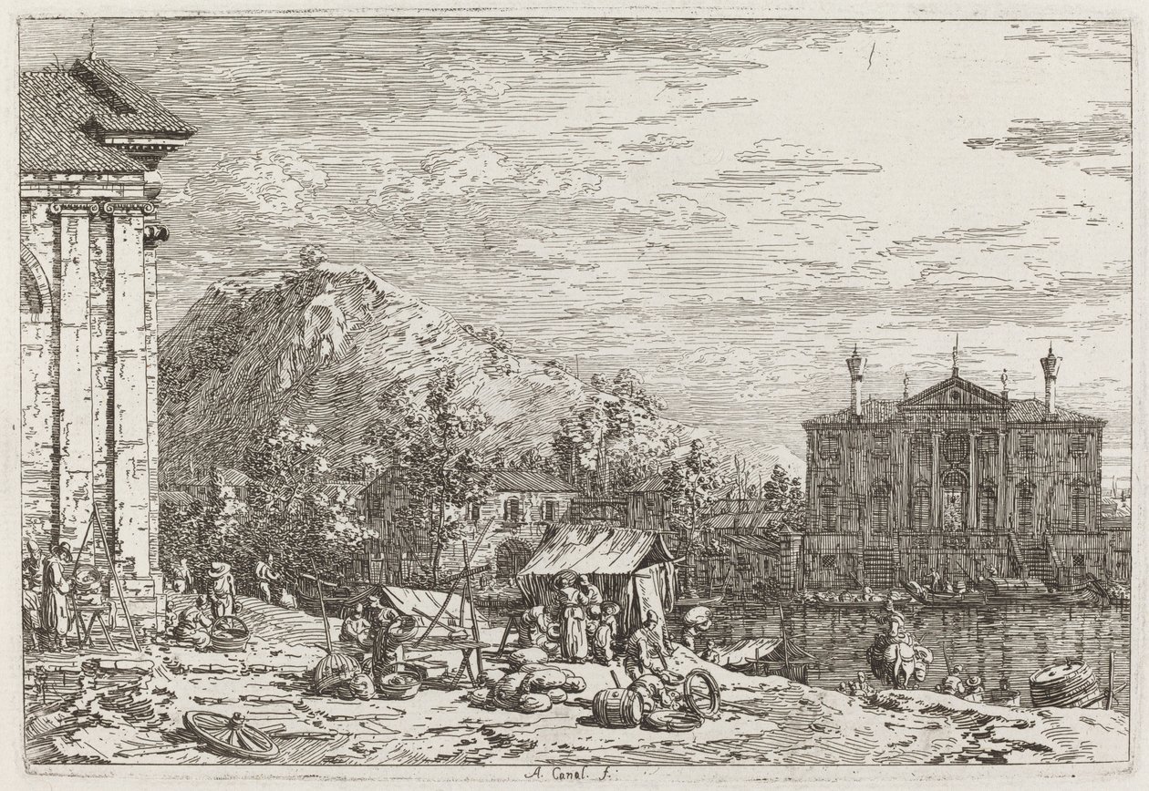 Der Markt in Dolo, ca. 1735-1746 von Canaletto