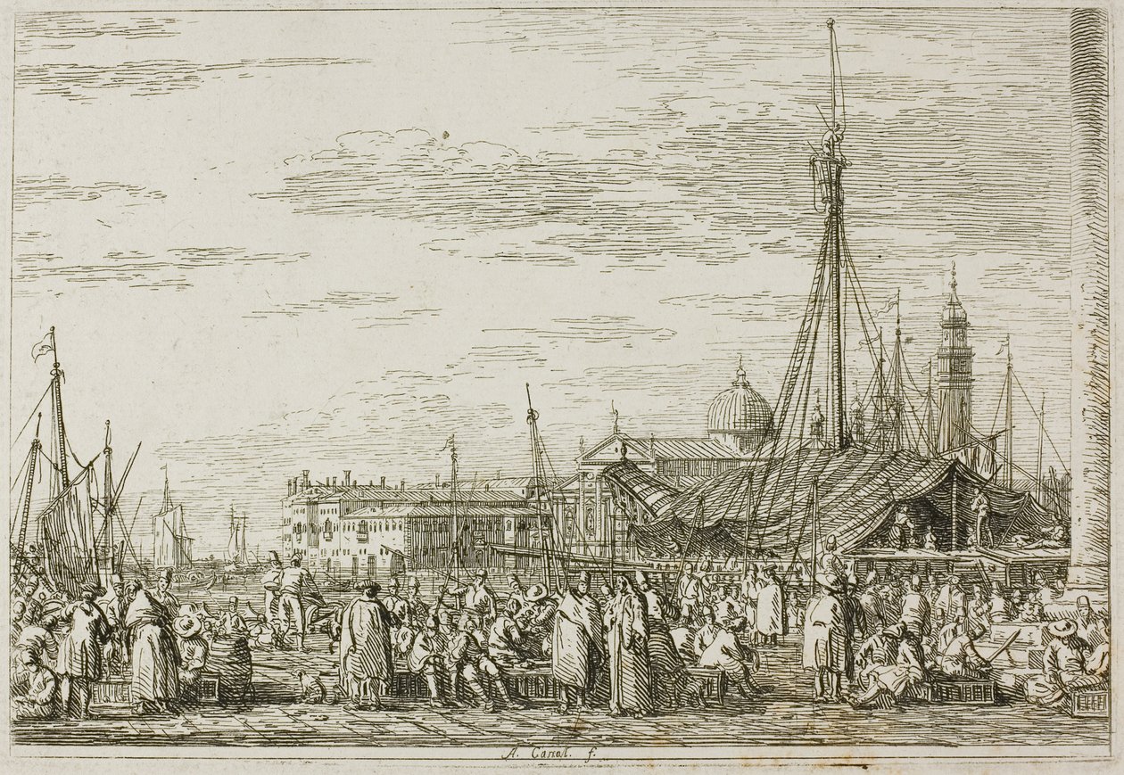 Der Markt auf dem Molo, aus Vedute von Canaletto