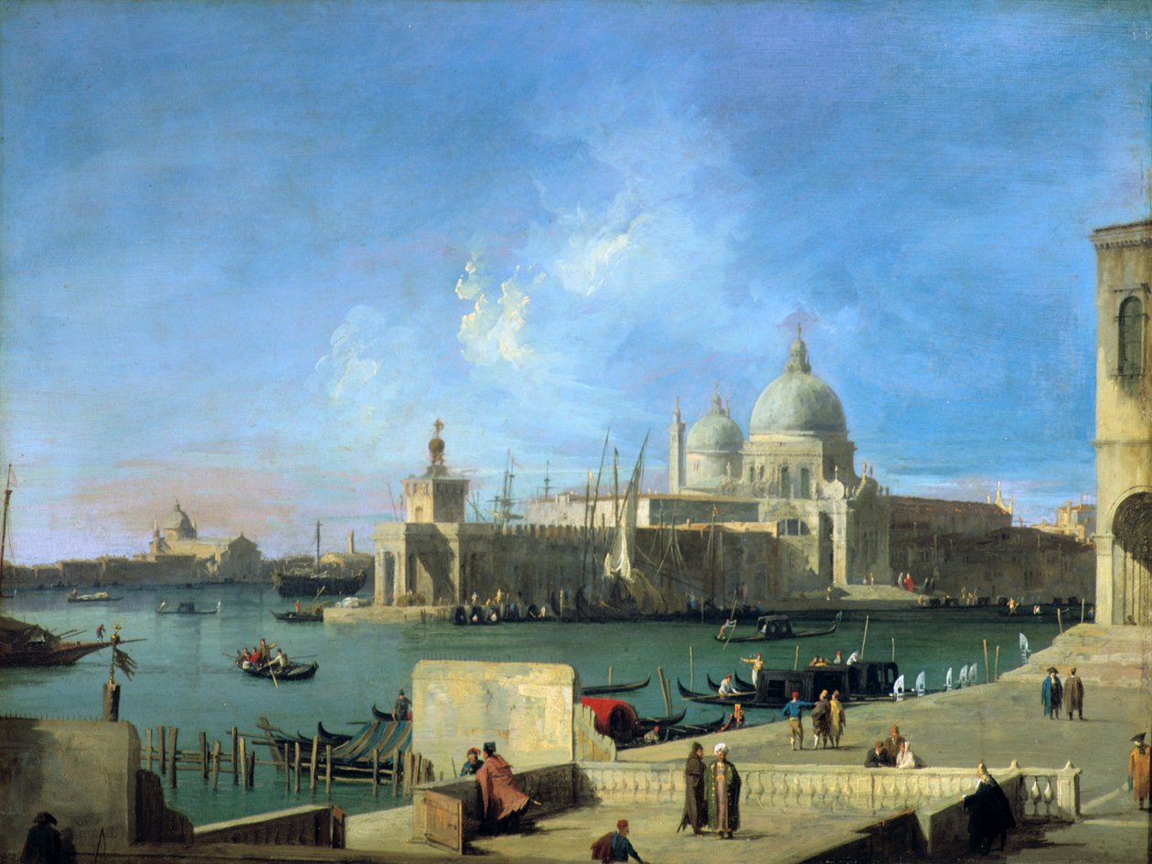 Blick auf die Salute vom Eingang des Canal Grande, Venedig, ca. 1727-1728 von Giovanni Antonio Canal