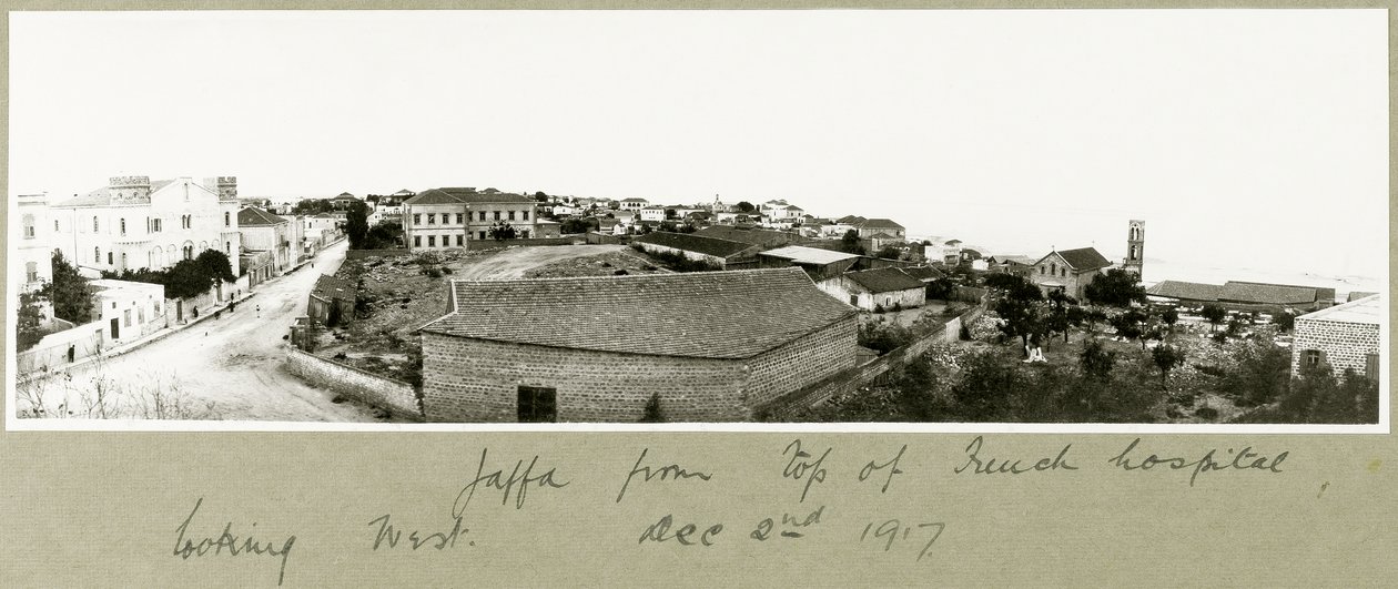 Jaffa vom Dach des französischen Krankenhauses nach Westen blickend, 2. Dezember 1917 von Capt. Arthur Rhodes