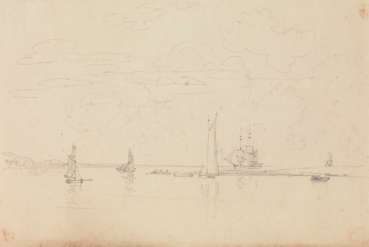 Skizze von Segelbooten in einem Hafen von Capt. Thomas Hastings