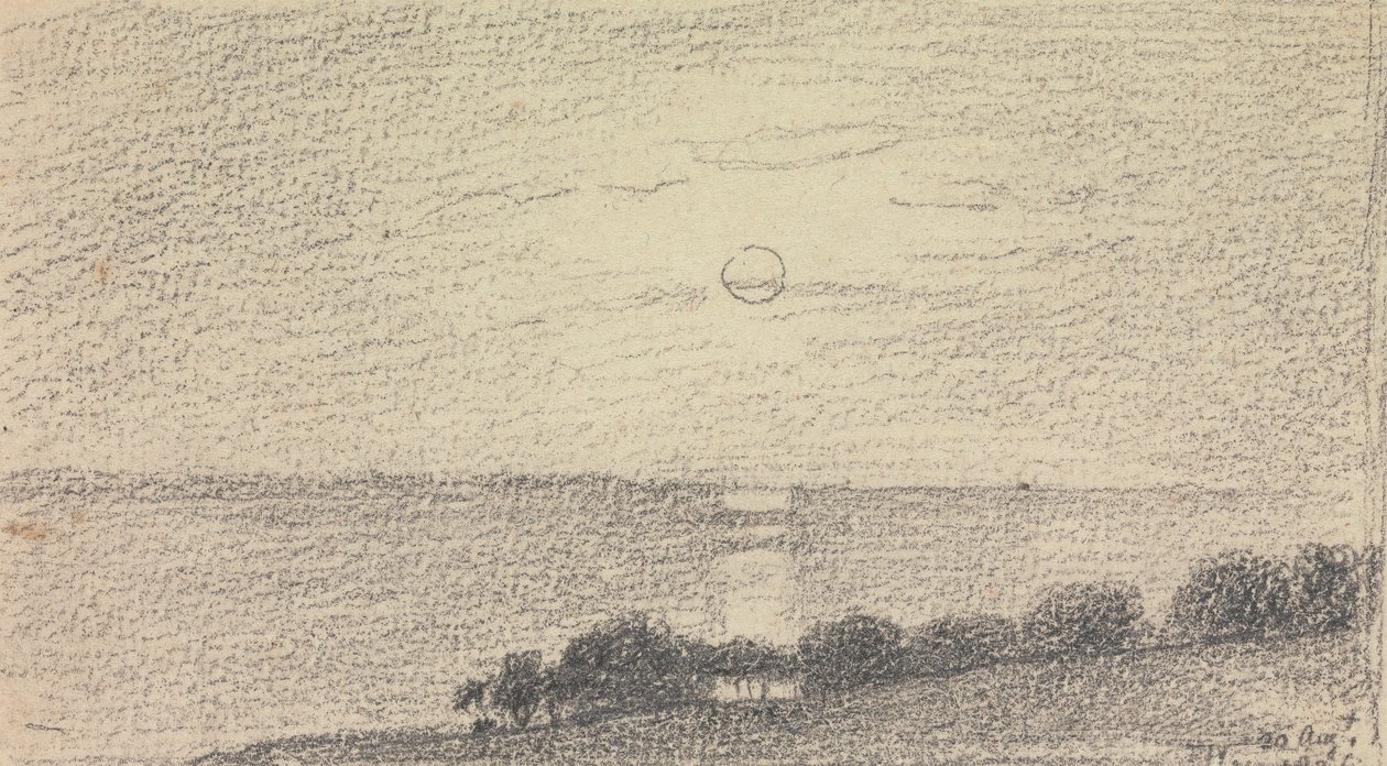 Skizze einer tiefstehenden Sonne über dem Meer, 20. August 1826 von Capt. Thomas Hastings