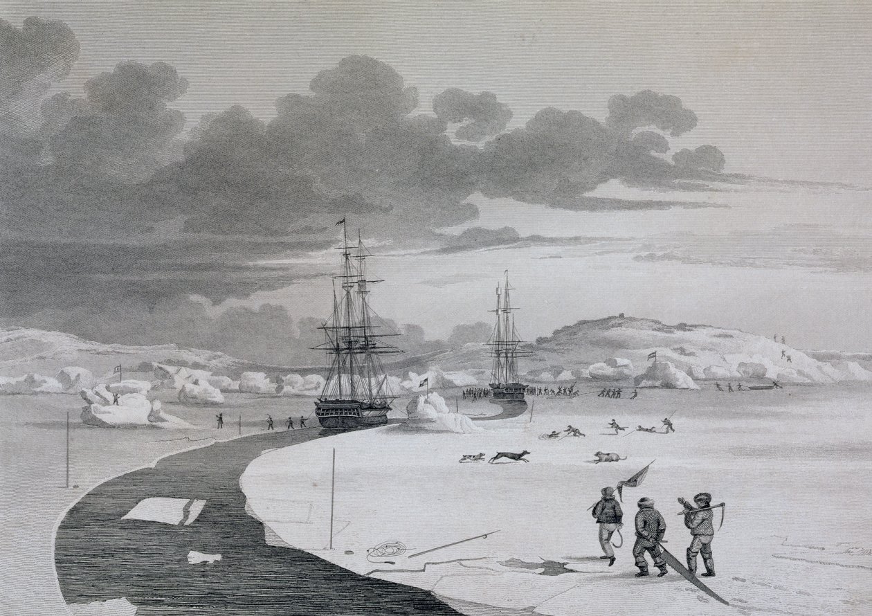 Einfahrt in die Winterinsel, Oktober 1821, aus dem Journal einer zweiten Reise zur Entdeckung einer Nordwestpassage von Captain George Francis Lyon