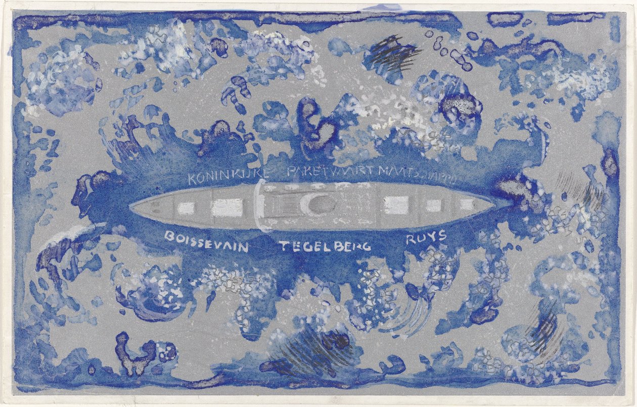 Entwurf für ein Vignette für die Koninklijke Paketvaart Maatschappij von Carel Adolph Lion Cachet