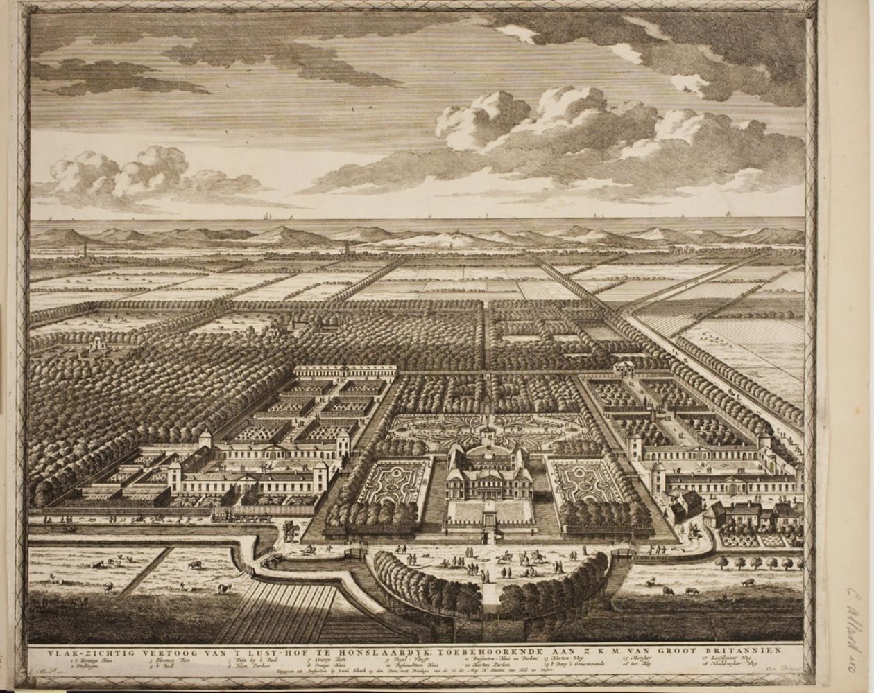 Frederik Henriks Lustschloss in Hornslaardyck bei Gravesand von Carel Allard