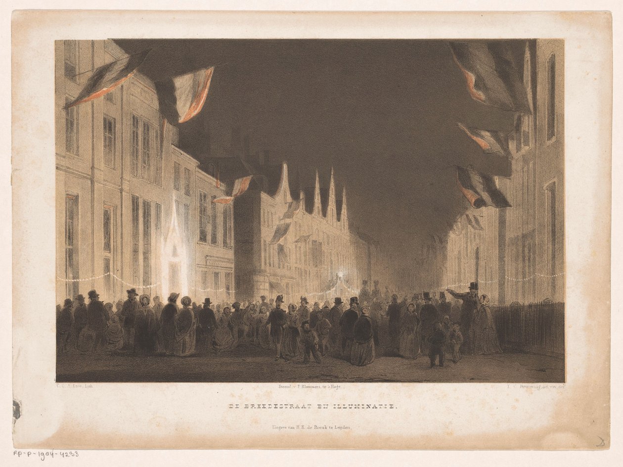 Bredestraat in Leiden beleuchtet von Carel Christiaan Antony Last