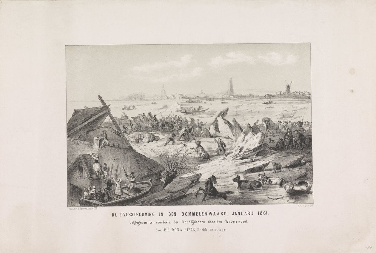Die Überschwemmung in Bommelerwaard. Januar 1861 von Carel Christiaan Antony Last