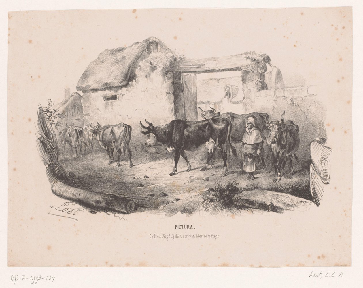 Herde von Kühen mit Hirtin von Carel Christiaan Antony Last
