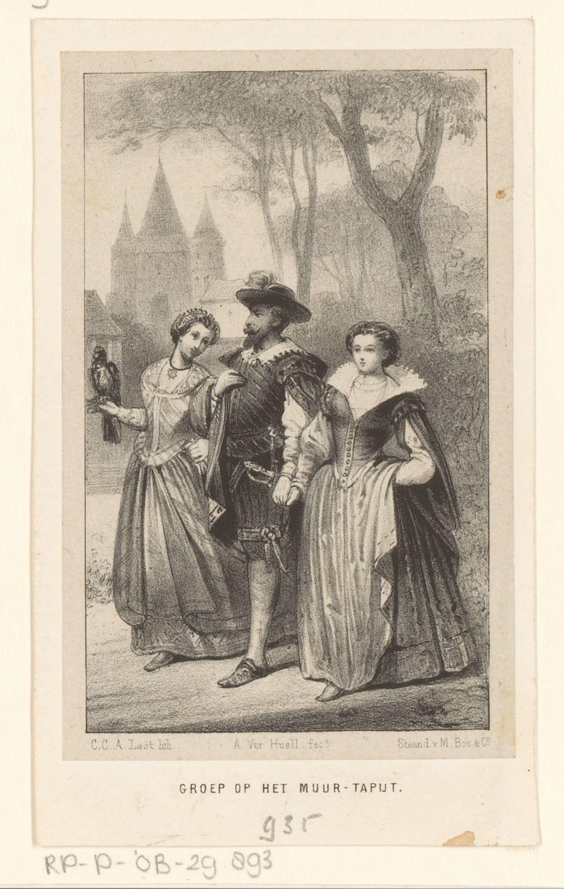 Mann mit zwei Frauen an seinem Arm Gruppe auf dem Wandteppich von Carel Christiaan Antony Last