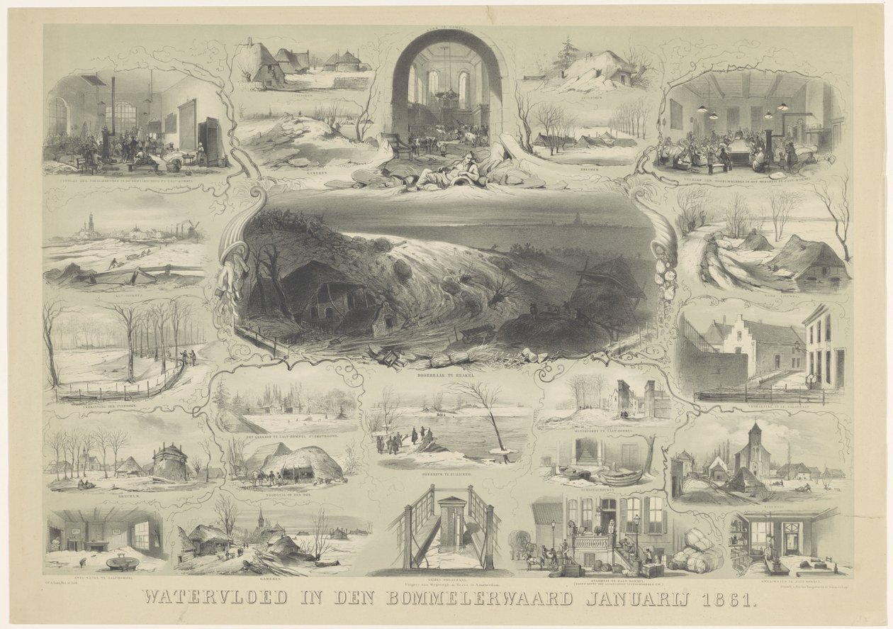 Überschwemmung in den Bommelerwaard Januar 1861 von Carel Christiaan Antony Last