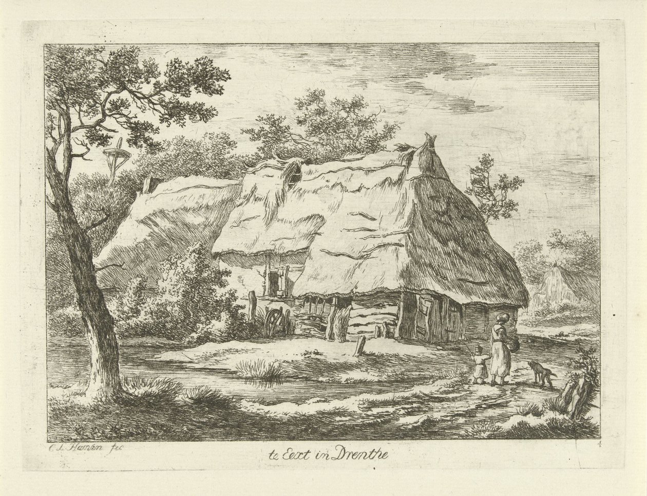 Frau mit Kind bei einem Bauernhof von Carel Lodewijk Hansen