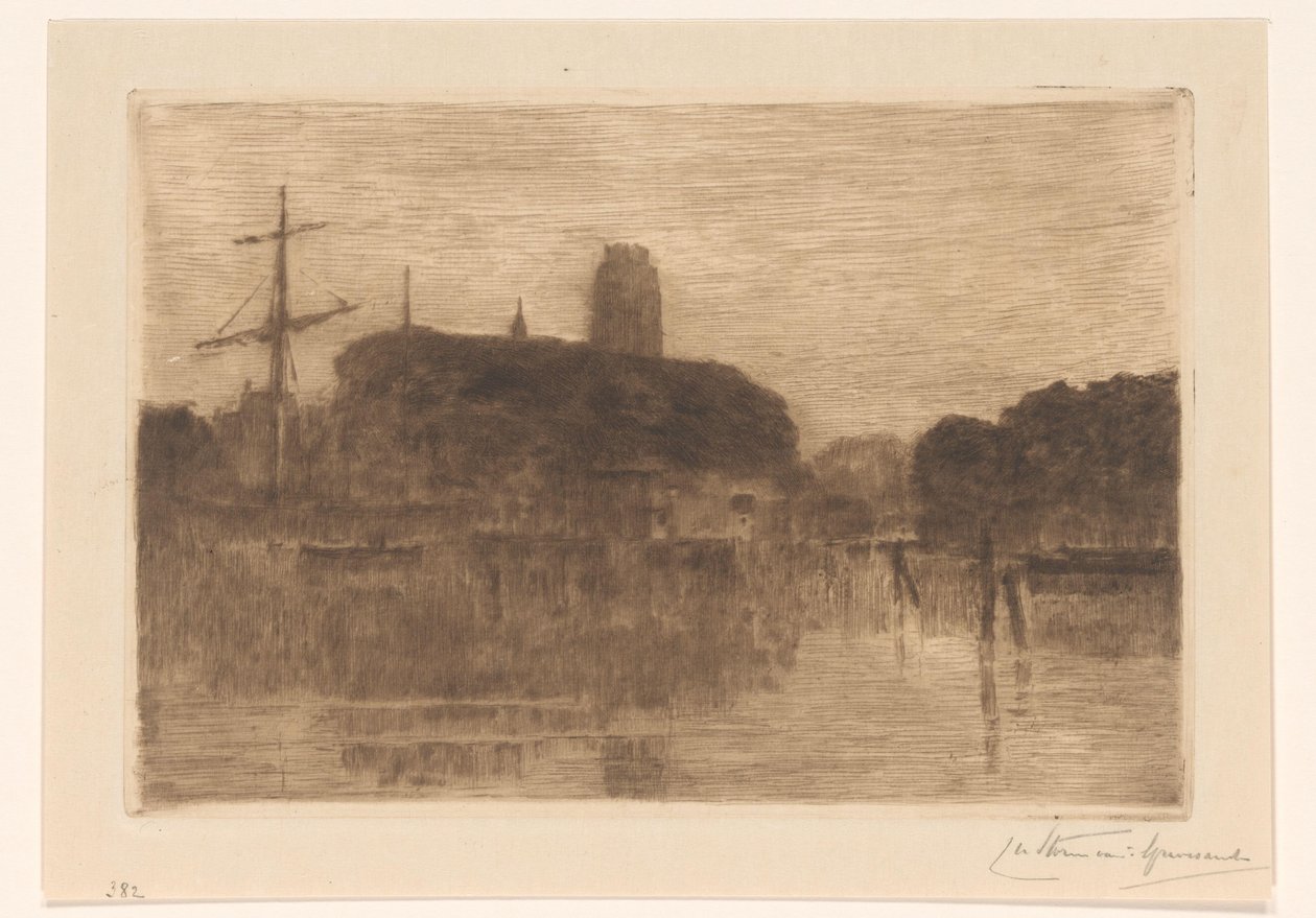 Ansicht des Neuen Hafens in Dordrecht bei Abend von Carel Nicolaas Storm van 