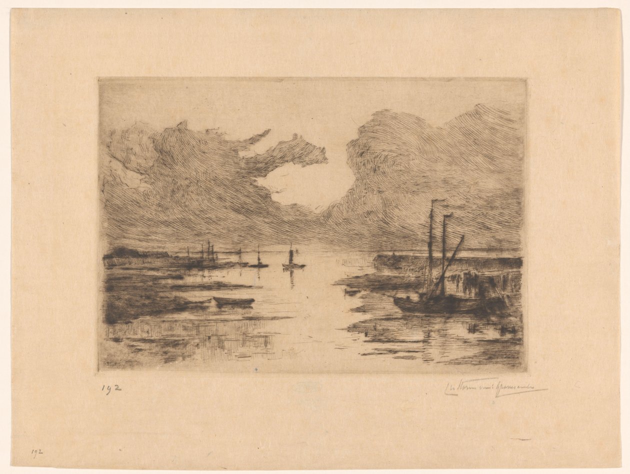 Hafen von Bergen op Zoom bei Niedrigwasser von Carel Nicolaas Storm van 