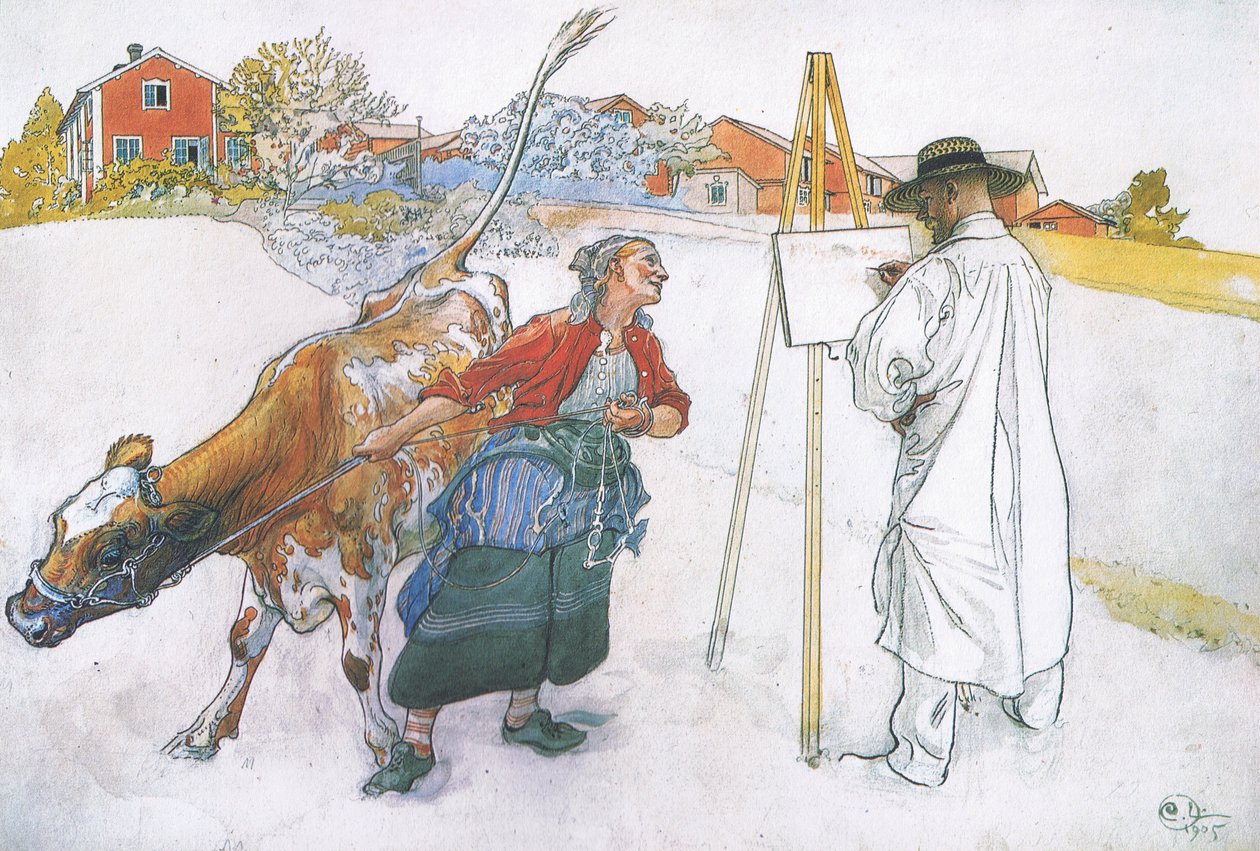 Da kam Joanna und führte die Kuh Blomma von Carl Larsson