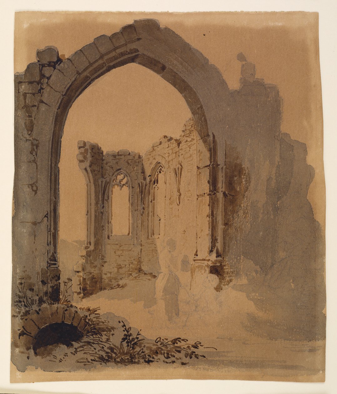 Gotische Kirchenruine mit zwei Frauen von Carl Blechen