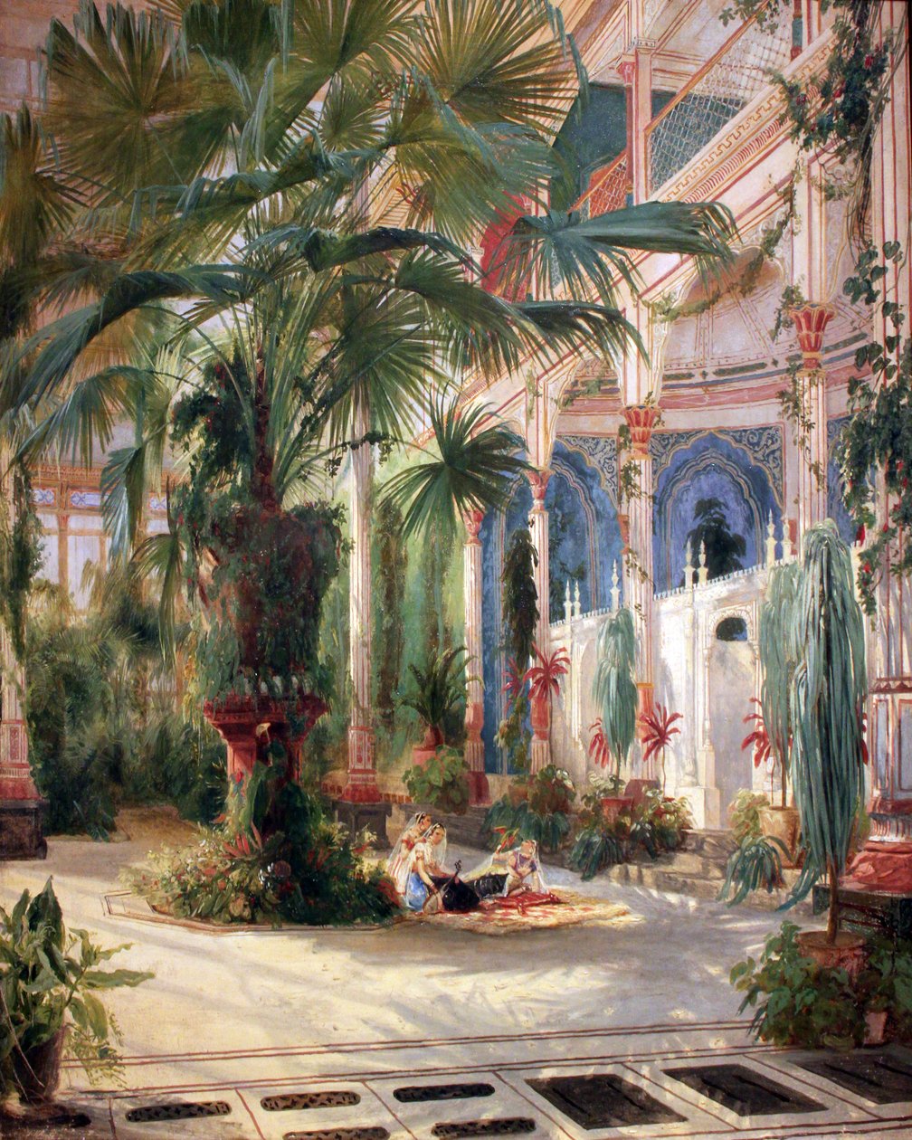 Das Innere des Palmenhauses auf der Pfaueninsel von Carl Blechen