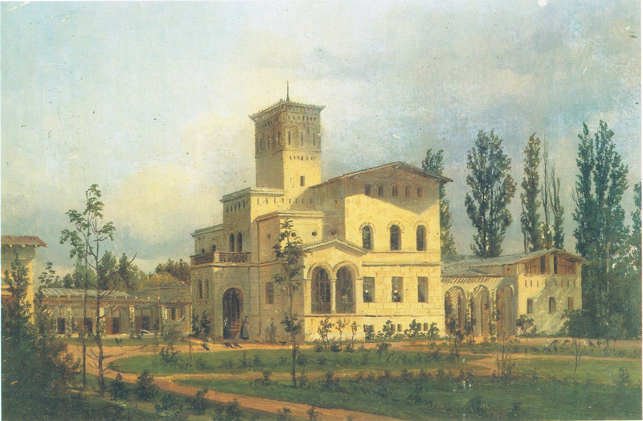 Blick auf das Fasanengebäude bei Schloss Charlottenhof von Carl Daniel Freydanck
