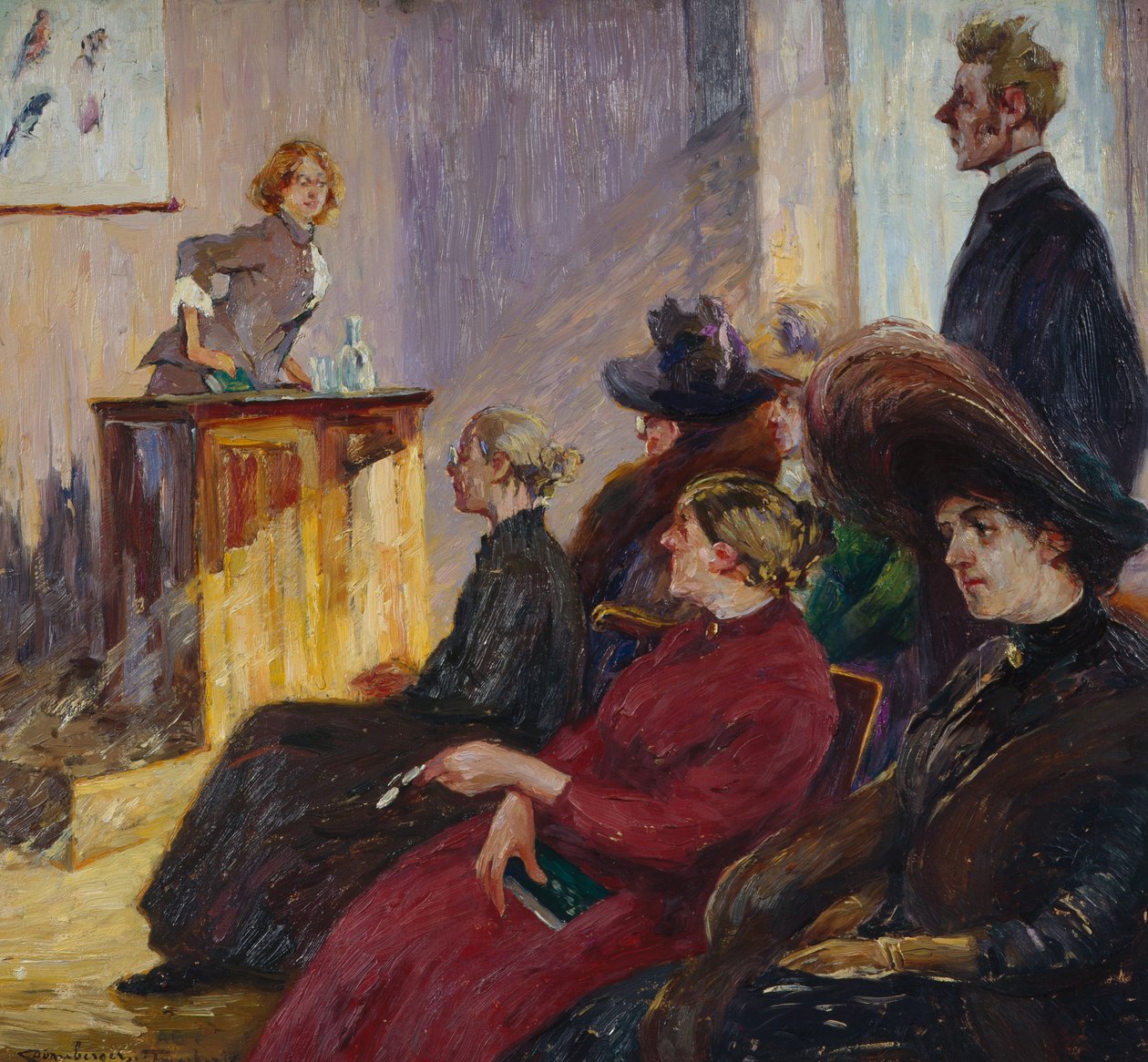 Anne Bugge bei einem Schulmeeting in Tønsberg 1883 von Carl Dornberger
