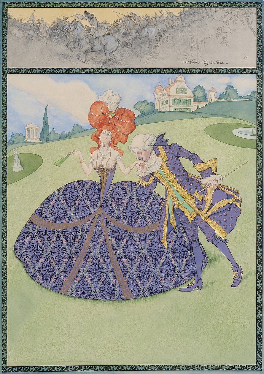Elegantes Paar im Garten ("Servir le roi – servir les dames") von Carl Fischer Köystrand
