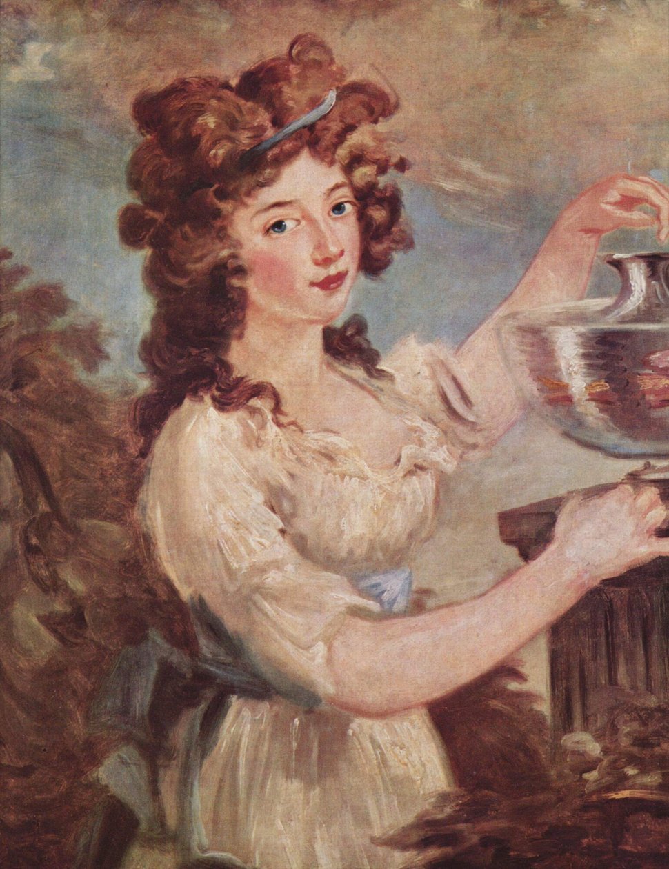 Porträt einer jungen Dame mit einem Goldfisch von Carl Frederik von Breda