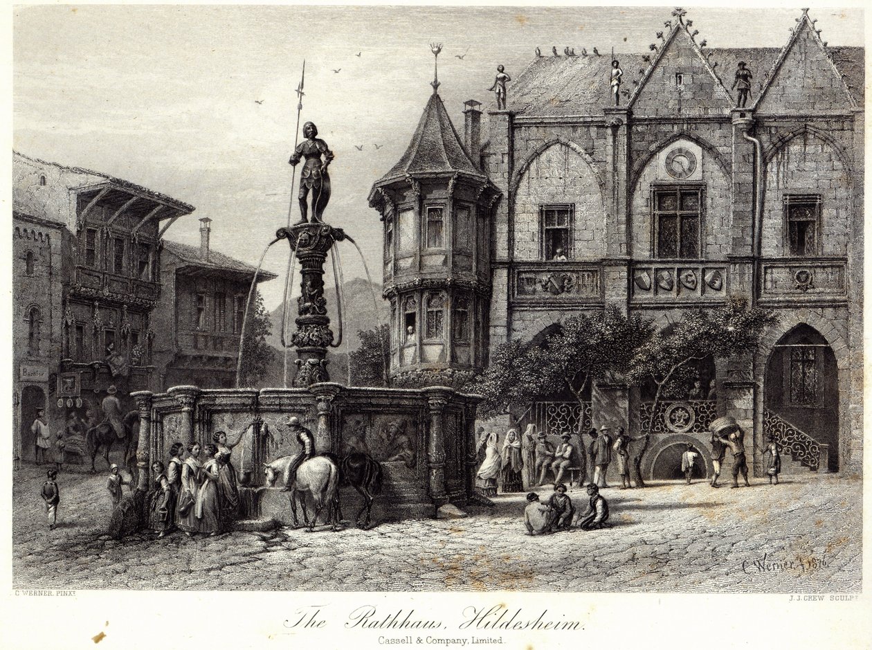 Das Rathaus, Hildesheim, graviert von J.J. Crew, gedruckt von Cassell und Company Ltd von Carl Friedrich Heinrich Werner