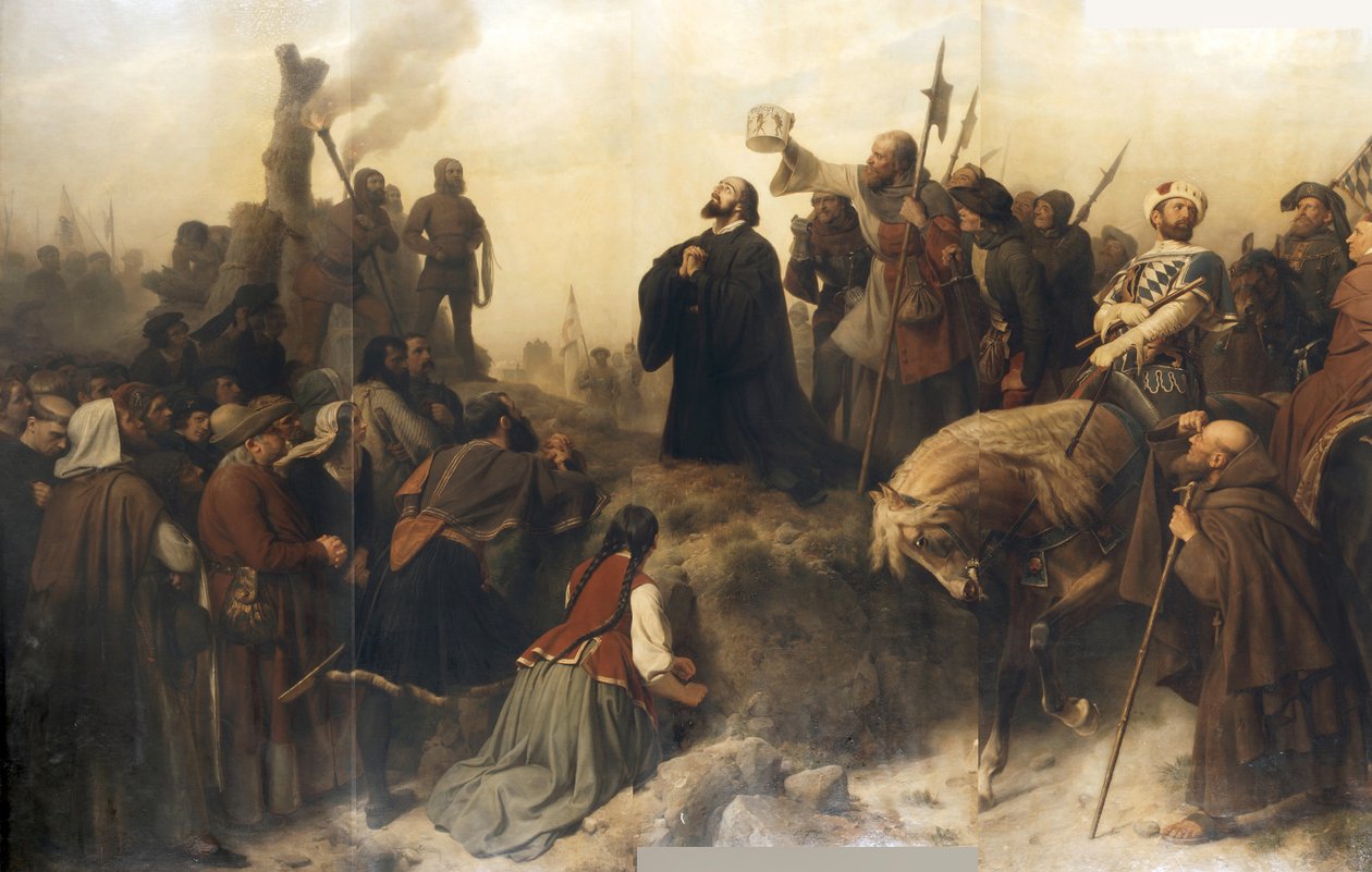 Hus vor dem Scheiterhaufen von Carl Friedrich Lessing
