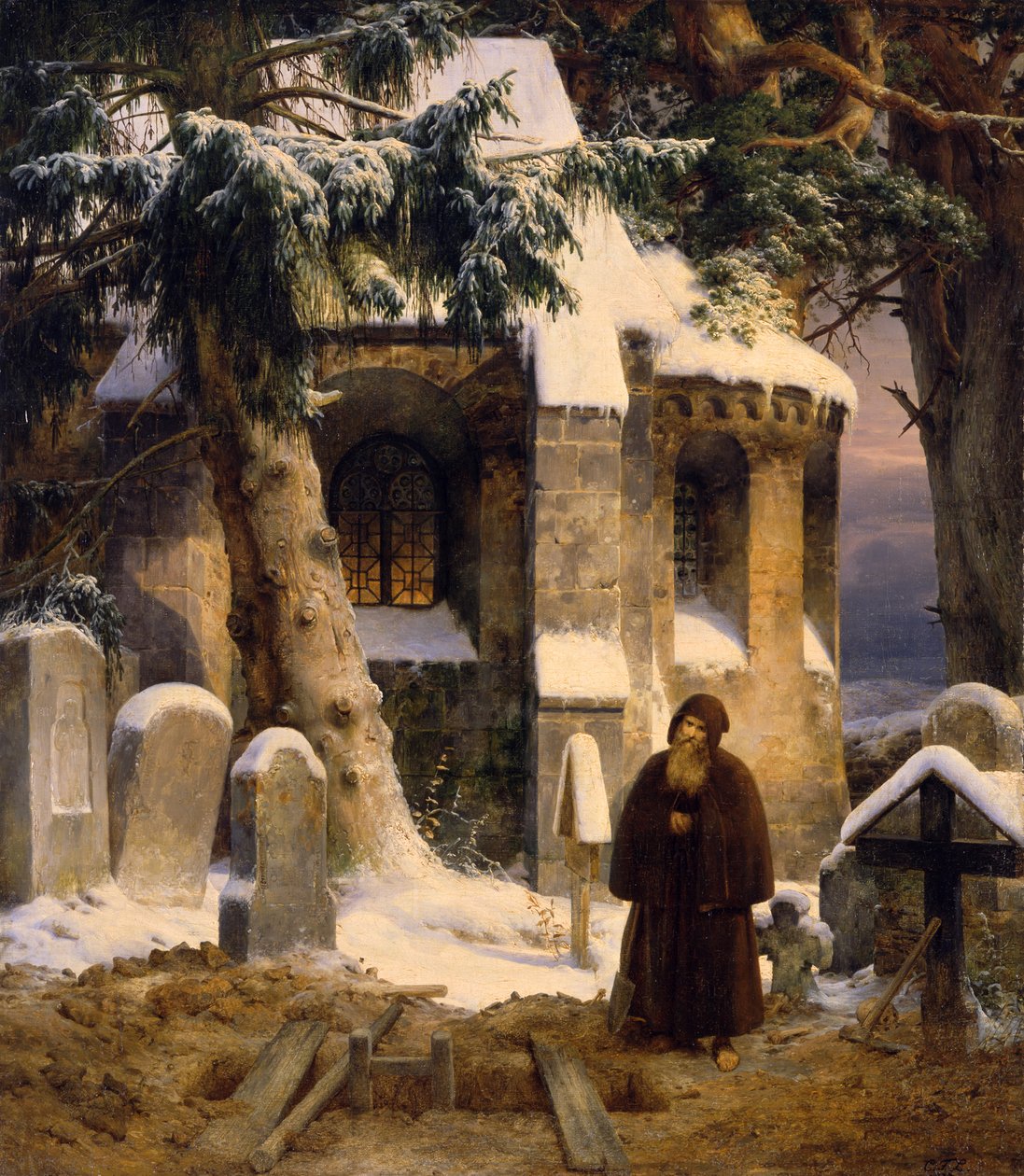 Klosterfriedhof im Schnee von Carl Friedrich Lessing