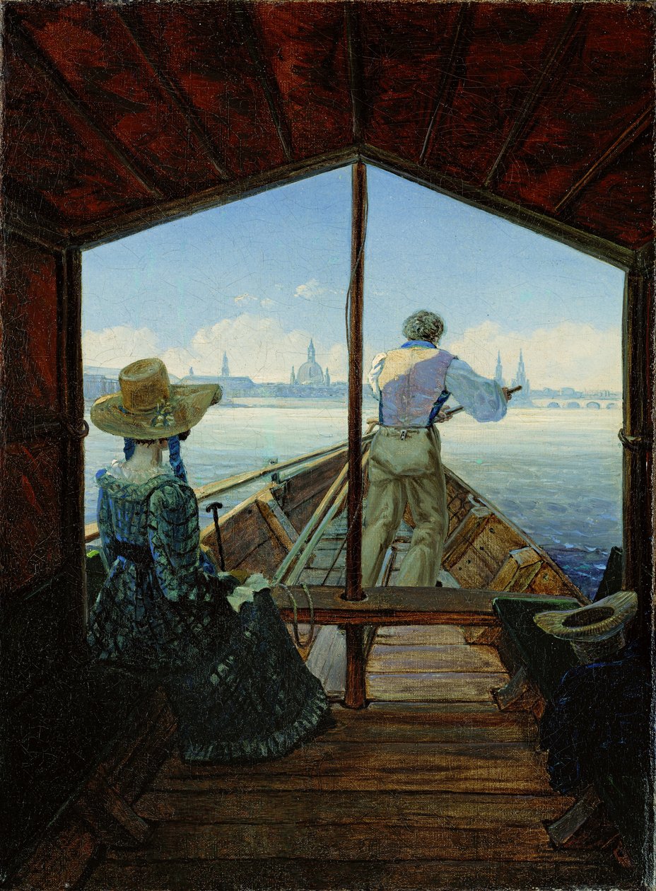 Eine Gondel auf der Elbe bei Dresden von Carl Gustav Carus