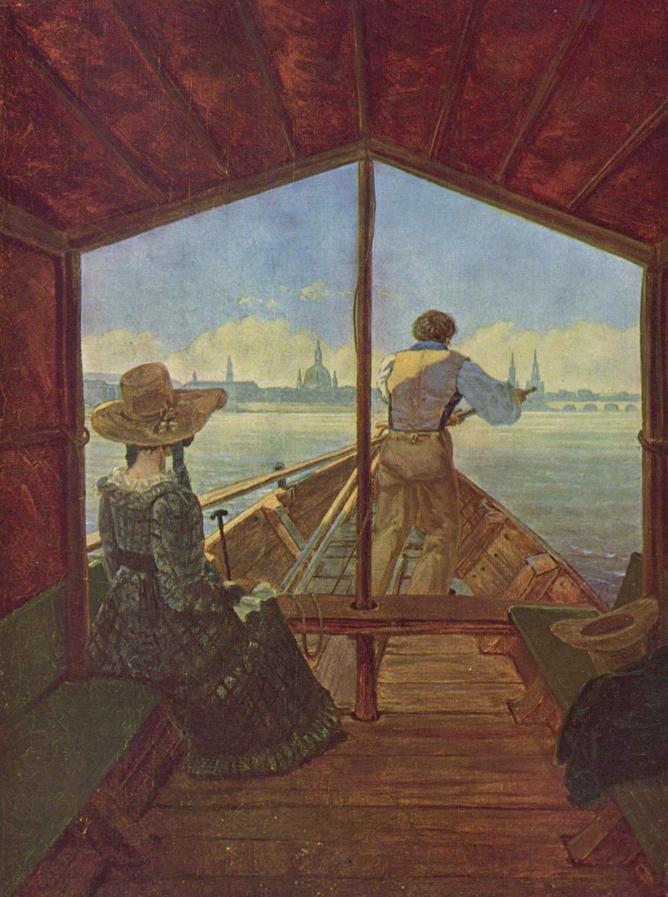 Eine Gondel auf der Elbe bei Dresden von Carl Gustav Carus