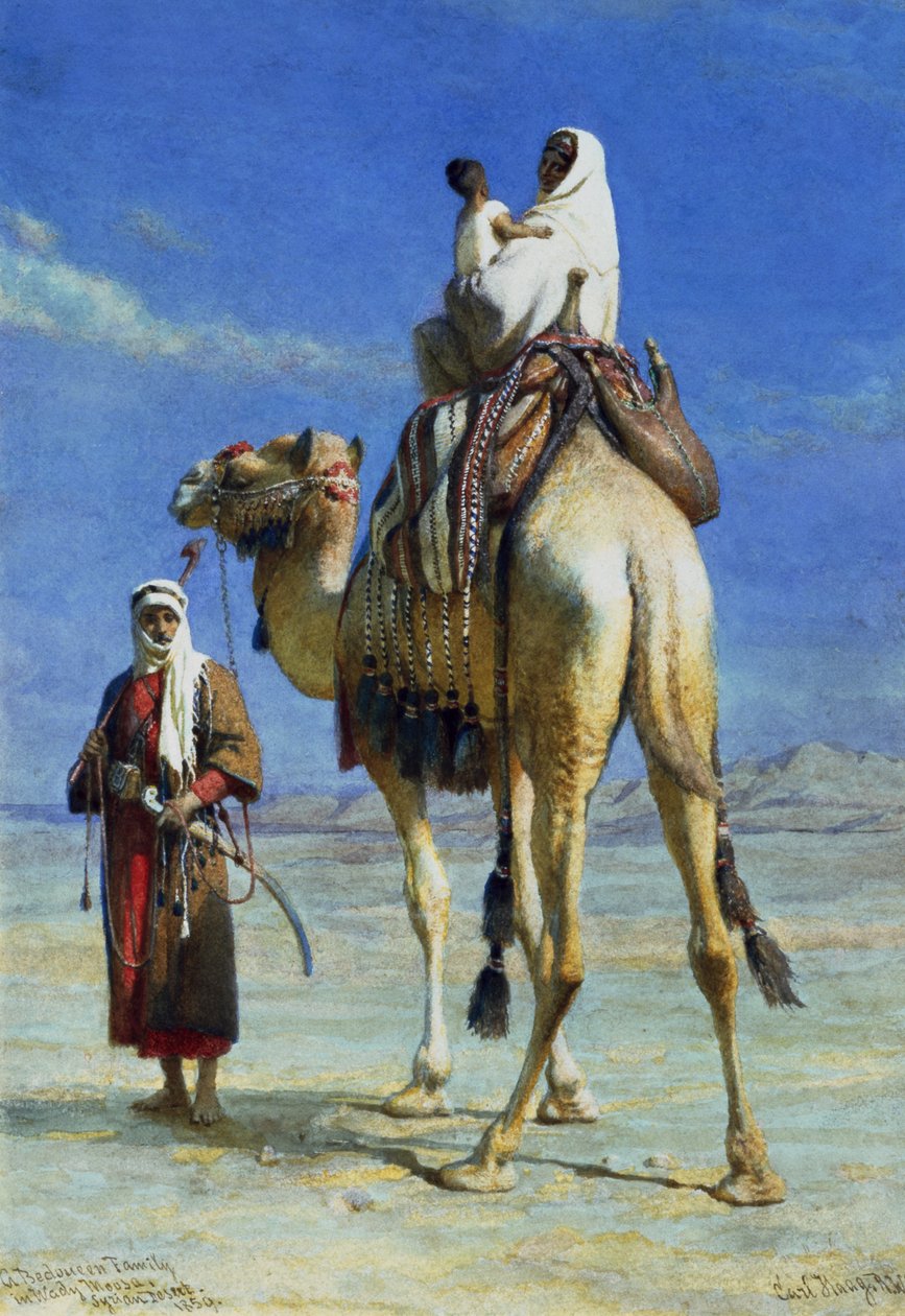Eine Beduinenfamilie in Wady Mousa, Syrische Wüste, 1859 von Carl Haag