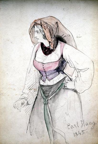 Studie einer Dame in italienischer Tracht von Carl Haag